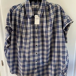 Madewell Central Shirt Autumn navy Blouse Size XL